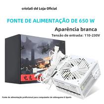 Fonte De Alimentação Branca Para Jogos De Computador Desktop ATX 650W De Baixo Ruído 110-230V