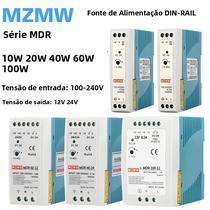 Fonte De Alimentação Chaveada Para Trilho DIN 12V 24V MZMW Industrial Mini SMPS 10A AC DC Saída
