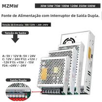 Fonte De Alimentação Com Dupla Saída De Alta Potência 30W-500W AC 100-240V DC 10V-24V Transformador Fonte De Alimentação Com Dupla Saída De Alta Potência 30W-500W AC 100-240V DC 10V-24V Transformador