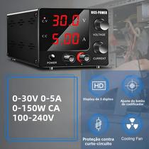 Fonte De Alimentação DC Ajustável 0-30V 0-5A Regulador De Tensão De Laboratório Nice-power Para