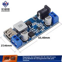 Fonte De Alimentação DC-DC Ajustável 24V 12V Para 5V 5A Conversor Buck Módulo De Carregamento USB