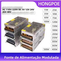 Fonte De Alimentação De Alta Potência AC 110V 220V Para DC 5V 12V 24V 36V 48V 15W-500W Para Fitas Fonte De Alimentação De Alta Potência AC 110V 220V Para DC 5V 12V 24V 36V 48V 15W-500W Para Fitas