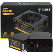 Fonte de Alimentação Gamer Clanm Atom 400W ATX 100V/230V Silenciosa Com 5 Cabos Conectores Com Proteção Contra Sobrecarga