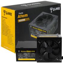 Fonte de Alimentação Gamer Clanm Atom 400W ATX Bronze 100/230V Silenciosa Com Proteção Contra Sobrecarga e 5 Cabos Conectores
