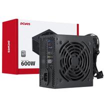Fonte de Alimentação Gamer Pcyes Spark 600W ATX 110V/230V Silenciosa Com 5 Cabos Conectores Com Proteção Contra Sobrecarga Pfc Ativo