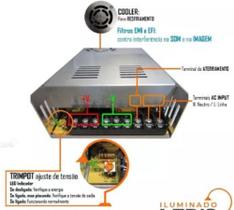 Fonte de alimentação metálica comeia - bivolt 48 vdc 10 a