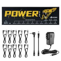 Fonte de Alimentação Pedal Efeito Guitarra 10 Saídas Isoladas (9V, 12V, 18V) Proteção de Curto Circuito/Sobrecorrente Efeito Guitarra VEDO Fonte de Alimentação Pedal Efeito Guitarra 10 Saídas Isoladas (9V, 12V, 18V) Proteção de Curto Circuito/Sobrecorrente Efeito Guitarra VEDO
