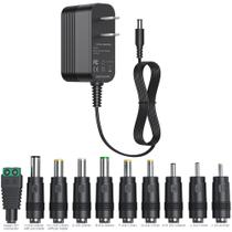 Fonte de alimentação XHUCHINMAL DC 9V 1A com 10 conectores intercambiáveis Fonte de alimentação XHUCHINMAL DC 9V 1A com 10 conectores intercambiáveis