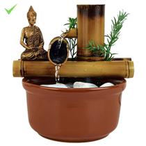 Fonte De Mesa Agua Buda Hindu Cascata Bambu Decorativa 19cm - CompreCertto