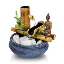 Fonte De Mesa Agua Cascata Feng Shui Bambu Decorativa 18cm