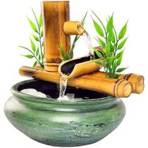 Fonte De Mesa Agua Cascata Feng Shui Bambu Decorativa 18cm