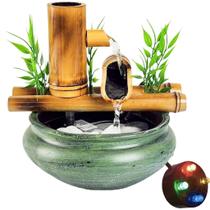 Fonte De Mesa Agua Cascata Feng Shui Bambu Decorativa 18cm Fonte De Mesa Agua Cascata Feng Shui Bambu Decorativa 18cm