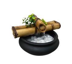 Fonte De Mesa Água Cascata Resina Bambu Decorativa Feng Shui