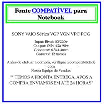 Fonte de Nb Compatível p/ Sony 19.5V 4.74a 90w 6.5*4.4 mm Fonte de Nb Compatível p/ Sony 19.5V 4.74a 90w 6.5*4.4 mm