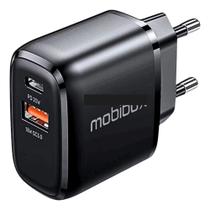 Fonte de Parede Preta com turbo para celulares e tablets