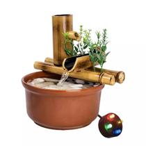 Fonte Decorativa De Mesa Agua Cascata Feng Shui Bambu 19cm