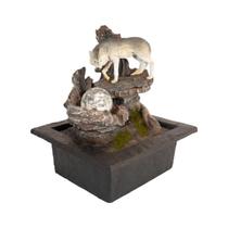 Fonte Esotérica Lobo com LED Energia, Luz e Harmonia para Seu Ambiente