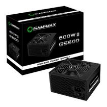 Fonte Gamemax GS600, 600W, 80 Plus White, PFC Ativo, Com Cabo, Preto - GS600