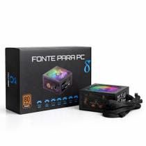 Fonte Gamer 750W 80 Plus ATX Ventoinha 120mm RGB Bivolt com 2x PCIe 62 4 SATA e PFC Ativo para PC Gamer e Desktop