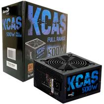 Fonte Gamer Aerocool KCAS 500W Real, 80 Plus Bronze, Bivolt Automática, PFC Ativo, Fan 120mm, Silenciosa - 59765 Fonte Gamer Aerocool KCAS 500W Real, 80 Plus Bronze, Bivolt Automática, PFC Ativo, Fan 120mm, Silenciosa - 59765