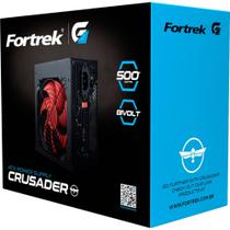 Fonte gamer atx 500w reais sata crusader 76955 fortrek