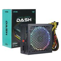 Fonte Gamer DASH 600W Preto com FAN LED RGB - VFG600WPR - Vinik