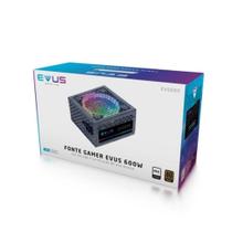 Fonte Gamer Evus EVG600 ARGB 600W 80 Plus Bronze Pfc RGB