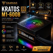 Fonte Gamer Gamdias 600W 80 Plus Bronze RGB PFC Ativo Kratos M1 Original Fonte Gamer Gamdias 600W 80 Plus Bronze RGB PFC Ativo Kratos M1 Original