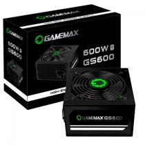 Fonte Gamer Gamemax GS600, 600W, 80 Plus White, PFC Ativo, Black