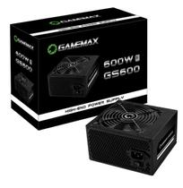Fonte Gamer GameMax GS600 BK 600W 80 Plus White PFC Ativo ATX Cabo de Força