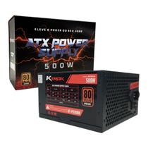 Fonte Gamer KTROK 500W, 80 Plus Bronze, PFC Ativo, Bivolt Automático - KT-PS500W