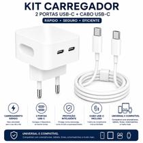 Fonte Para Carregador Turbo 50W Com Entradas Duplas Acompanha Cabo Premium Tipo C Lightning