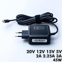 Fonte Para Notebook Compatível Com Samsung Galaxy Book Go NP340XLA-K02BR, 20v 12v 15v 5v - 2A 2.25A 3A - 45W - Type C