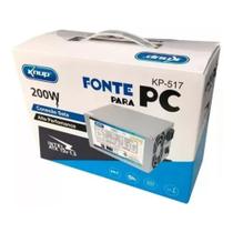 Fonte Para Pc Atx 200W Sata 24 Pinos Com Cabo de Alimentação KP517