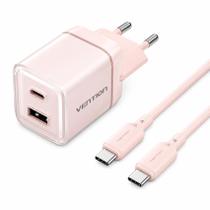 Fonte Parede Carregador Turbo 30w Duplo Usb +Cabo PD Vention