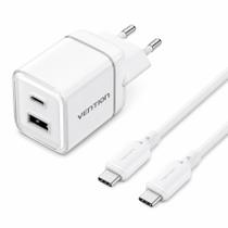 Fonte Parede Carregador Turbo 30w Duplo Usb +Cabo PD Vention