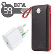 Fonte PD + Power Bank Carregador Portátil 20.000mAh Compatível com iPhone e Samsung - Peining