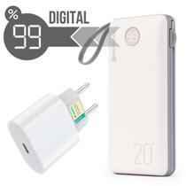 Fonte PD + Power Bank Carregador Portátil 20.000mAh Compatível com iPhone e Samsung - Peining