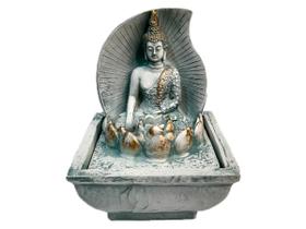 Fonte resina Buda hindu flor Lótus Mini Turquesa 18cm bivolt Fonte resina Buda hindu flor Lótus Mini Turquesa 18cm bivolt