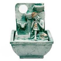 Fonte resina Buda Pensador Turquesa 18cm 3 quedas bivot Fonte resina Buda Pensador Turquesa 18cm 3 quedas bivot