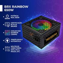 Fonte Rgb Brx 650w 80 Plus Bivolt Automatica P Pc Tx Gamer