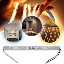 Fonte Slim Drive 36w 12v 3a Fita LED Chaveada Compacta Lustre Luminária Decoração L&D 016 Fonte Slim Drive 36w 12v 3a Fita LED Chaveada Compacta Lustre Luminária Decoração L&D 016