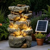 Fonte Solar KAISOKU 19,3" Cascata de Pedra com 5 Níveis Fonte Solar KAISOKU 19,3" Cascata de Pedra com 5 Níveis