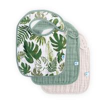 Food Bib Little Unicorn Premium Classic, pacote com 3 folhas tropicais Food Bib Little Unicorn Premium Classic, pacote com 3 folhas tropicais