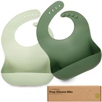 Food Bibs KeaBabies, pacote com 2 unidades, silicone, impermeável, ajustável