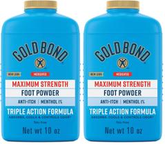 Foot Powder Gold Bond Medicated Maximum Strength 284g, pacote com 2