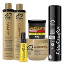 Force Cosméticos Kit Mandioca Hidratação Capilar Crescimento, Brilho e Fixação