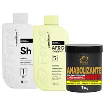 Force Kit Semi Definitiva Afro Coffee 1L com Máscara Brilho Liso e Nutrição
