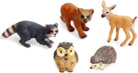 Forest Animal Figures Cake Toppers, Woodland Creatures Toy Figurines Set (5pcs Forest Animals)