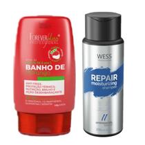Forever Leave-in de Morango 140g + Wess Shampoo Repair 250ml